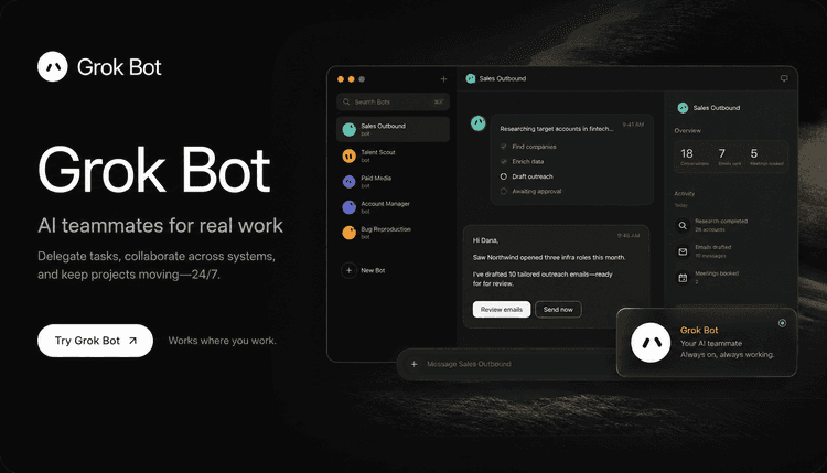 Grok Bot: Autonomous AI Teammates for Real-World SaaS Workflows
