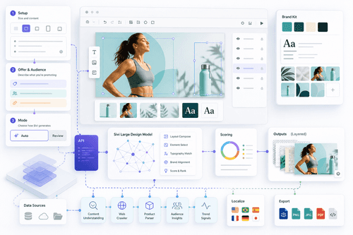 Sivi: Large Design Model for Editable, On-Brand Ads, Social Posts and Banners